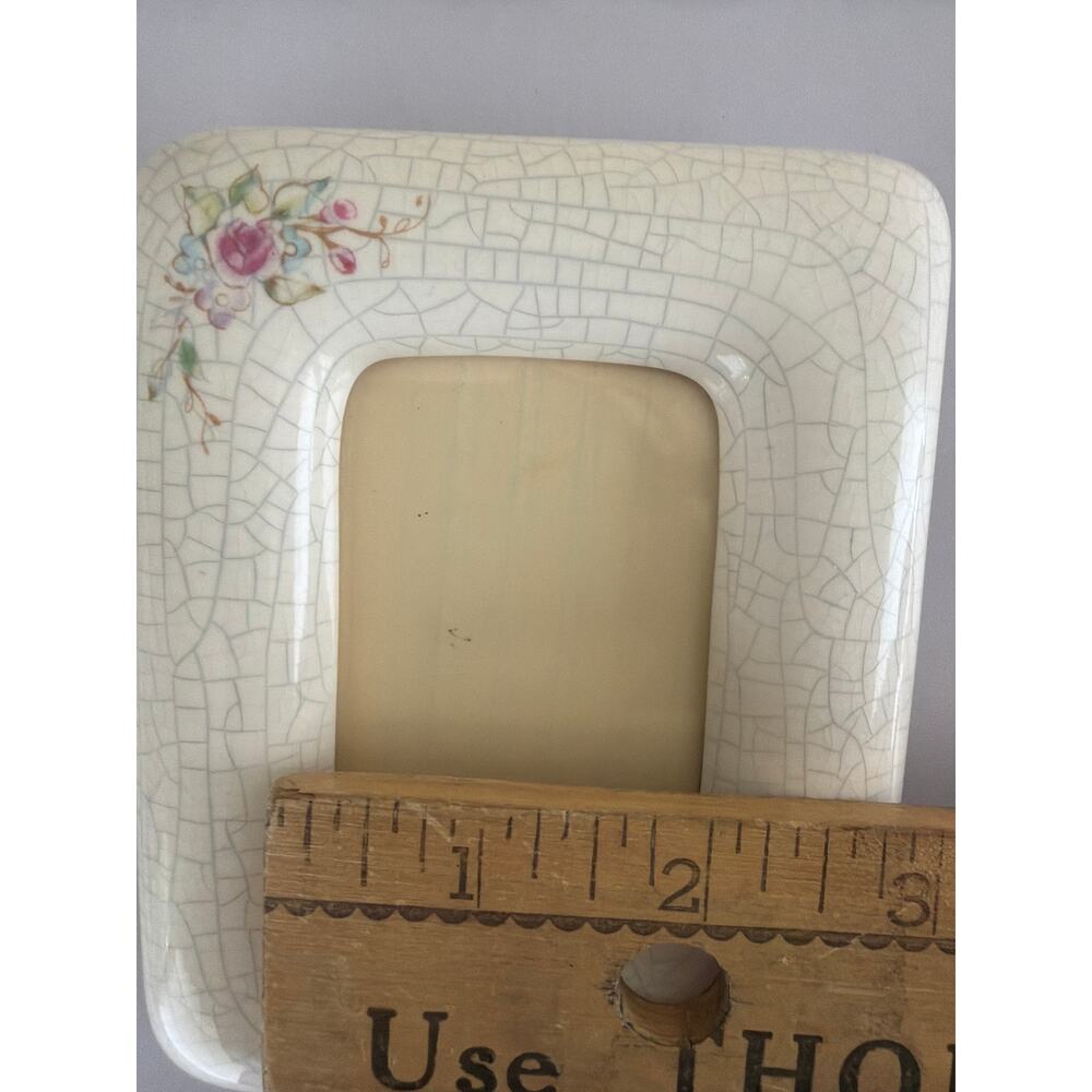Vintage Burnes Ceramic Floral Photo Frame Cottagecore Coquette Pastel Pink 2x3 - Picture 8 of 11